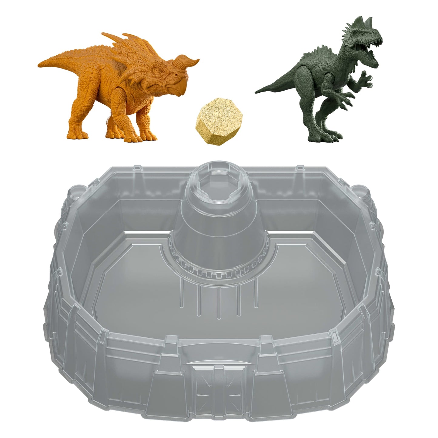 Jurassic World Dino Reveal 2 Dinosaur Toys in Battle Arena, Warm Water Changes Decoration