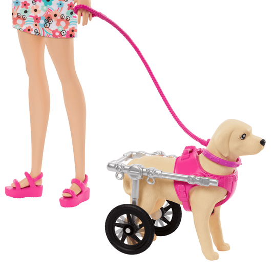 Barbie Poupée, Chiot et Chien Dans Un Fauteuil Roulant, Accessoire