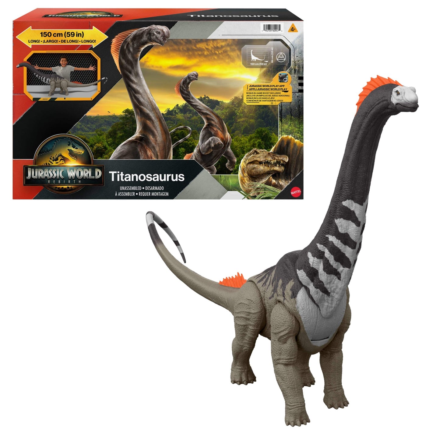 Jurassic World Rebirth Super Colossal Titanosaurus Dinosaur, 53 Inch Long Movie-Accurate Herbivore