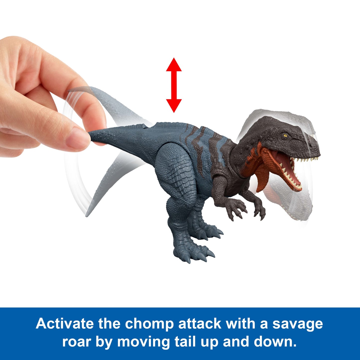 Jurassic World Rebirth Wild Roar Abelisaurus Dinosaur Toy, Tail Controlled Attack Chomp & Sound