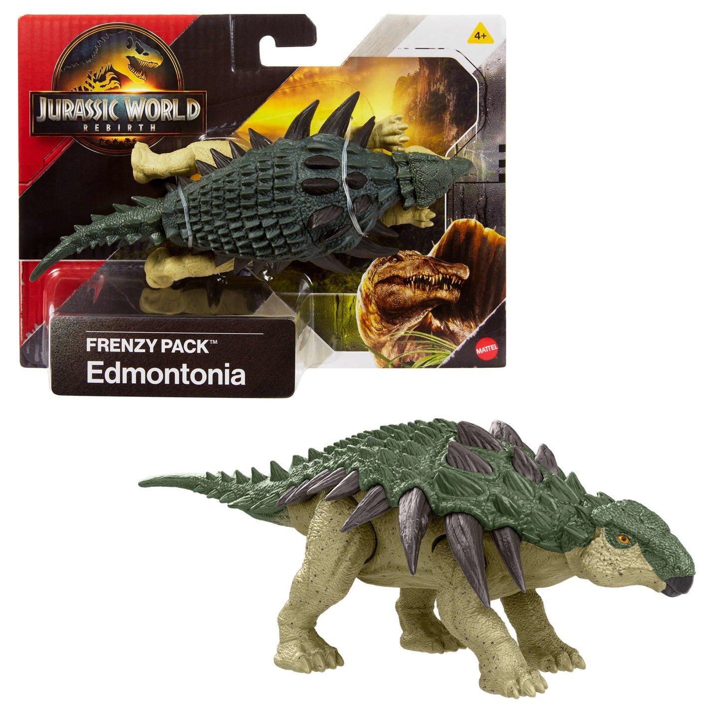 Jurassic World Rebirth Frenzy Pack Edmontonia Dinosaur Figure, Authentic Toy, Digital Play