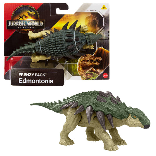 Jurassic World Rebirth Frenzy Pack Edmontonia Dinosaur Figure, Authentic Toy, Digital Play