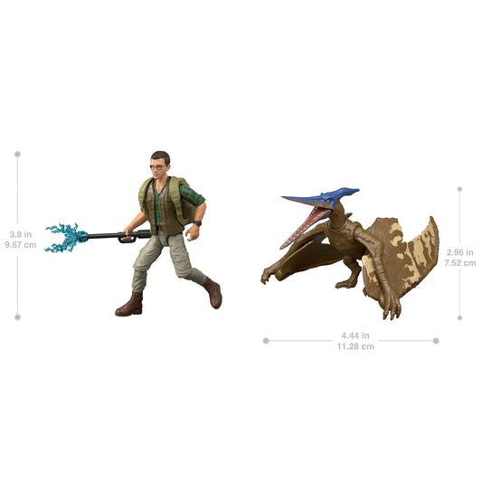 Jurassic World Rebirth Dr. Loomis & Pteranodon Figures Pack, Movie Accurate 3.75-Inch Scale