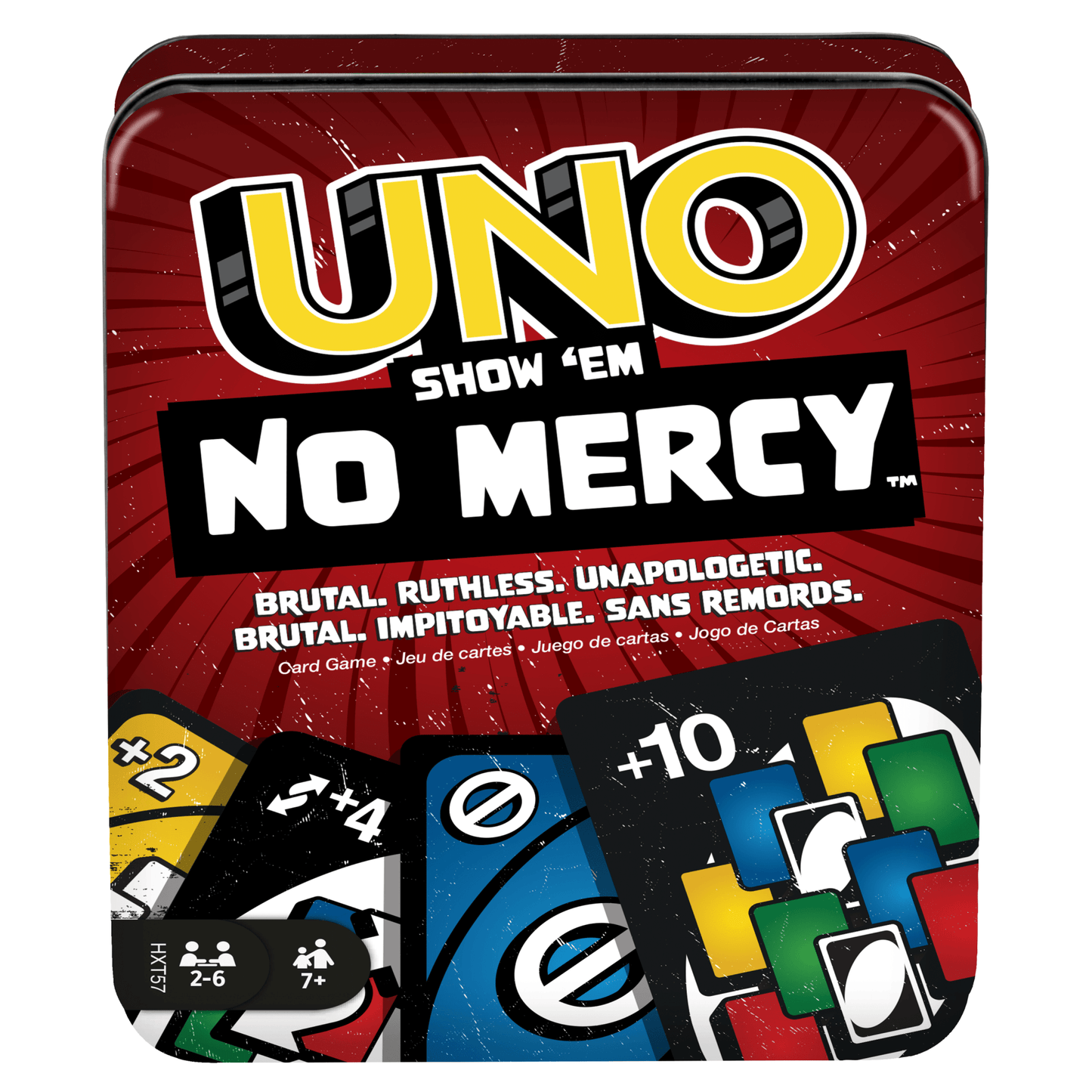 UNO Show ‘Em No Mercy Card Game in Storage & Travel Tin For Kids, Adults & Family Nights & Parties
