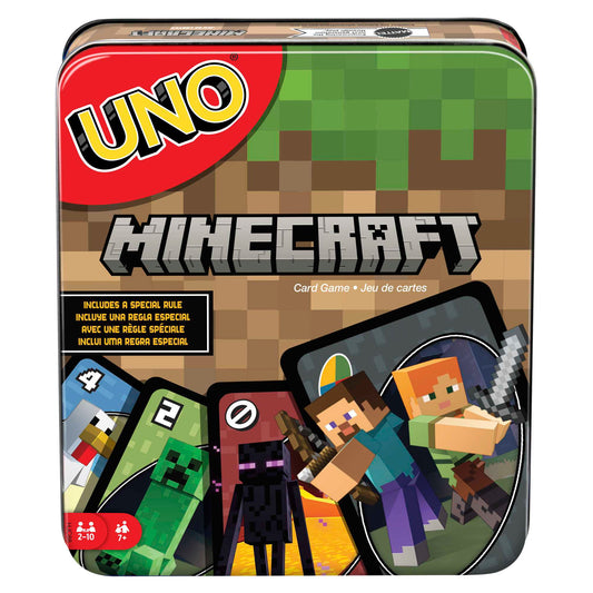 UNO Card Game, Gifts For Kids, Minecraft Themed, Storage Tin Box