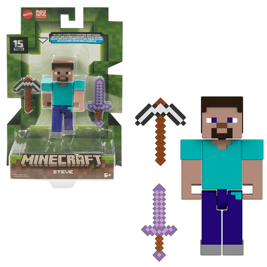Minecraft Action Figures & Accessories Collection, 3.25-in Scale & Pixelated Design (Characters May Vary)
